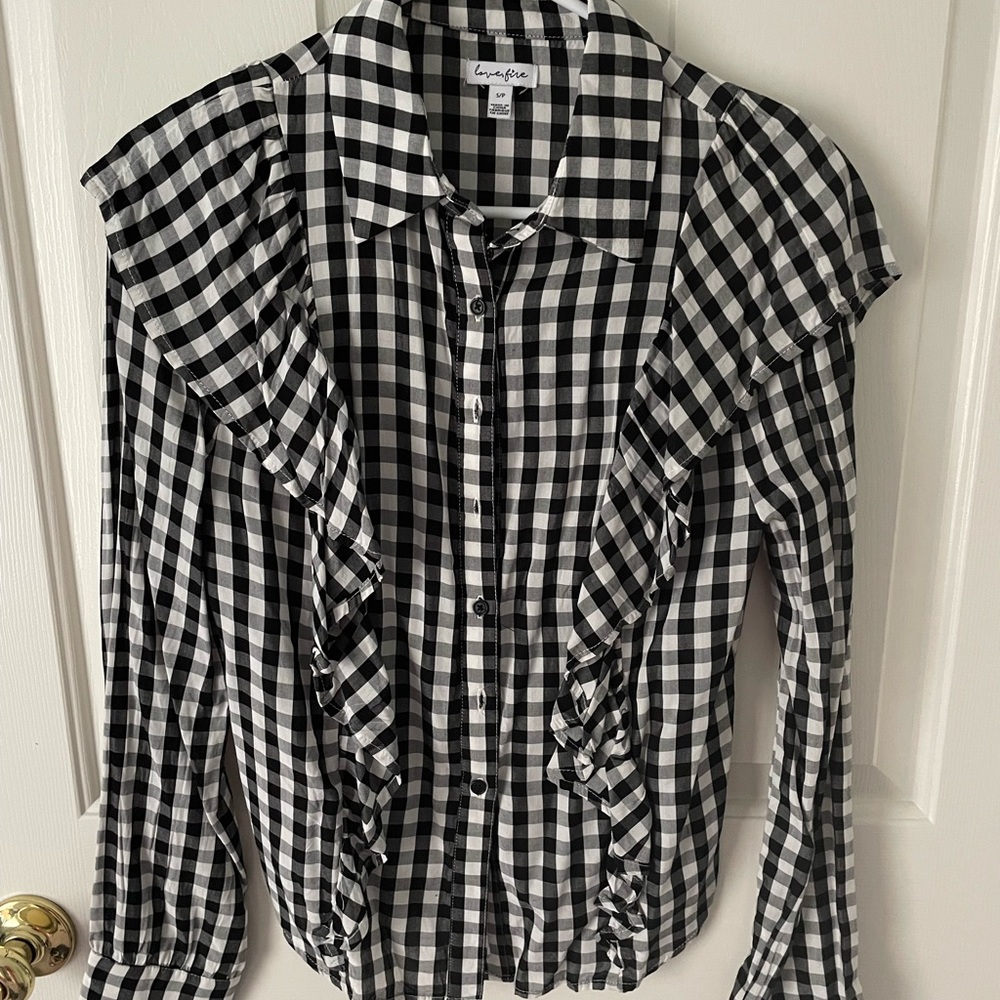 Black and white gingham button down